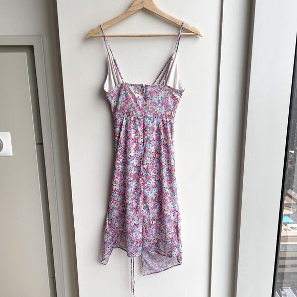 NWT BCBGeneration Ditsy Floral Mesh Ruched Mini Dress Preppy Pink Purple Size 2 - Picture 3 of 14